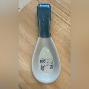 Otagiri Japan Vintage Spoon Rest with Sheep Design - Blue and White